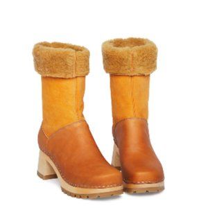 Swedish Hasbeens Brown and Tan Heeled Boots